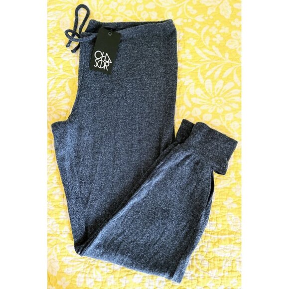 CHASER Heather Grey Blue Drawstring Lounge Joggers Size Small NEW - Picture 2 of 4